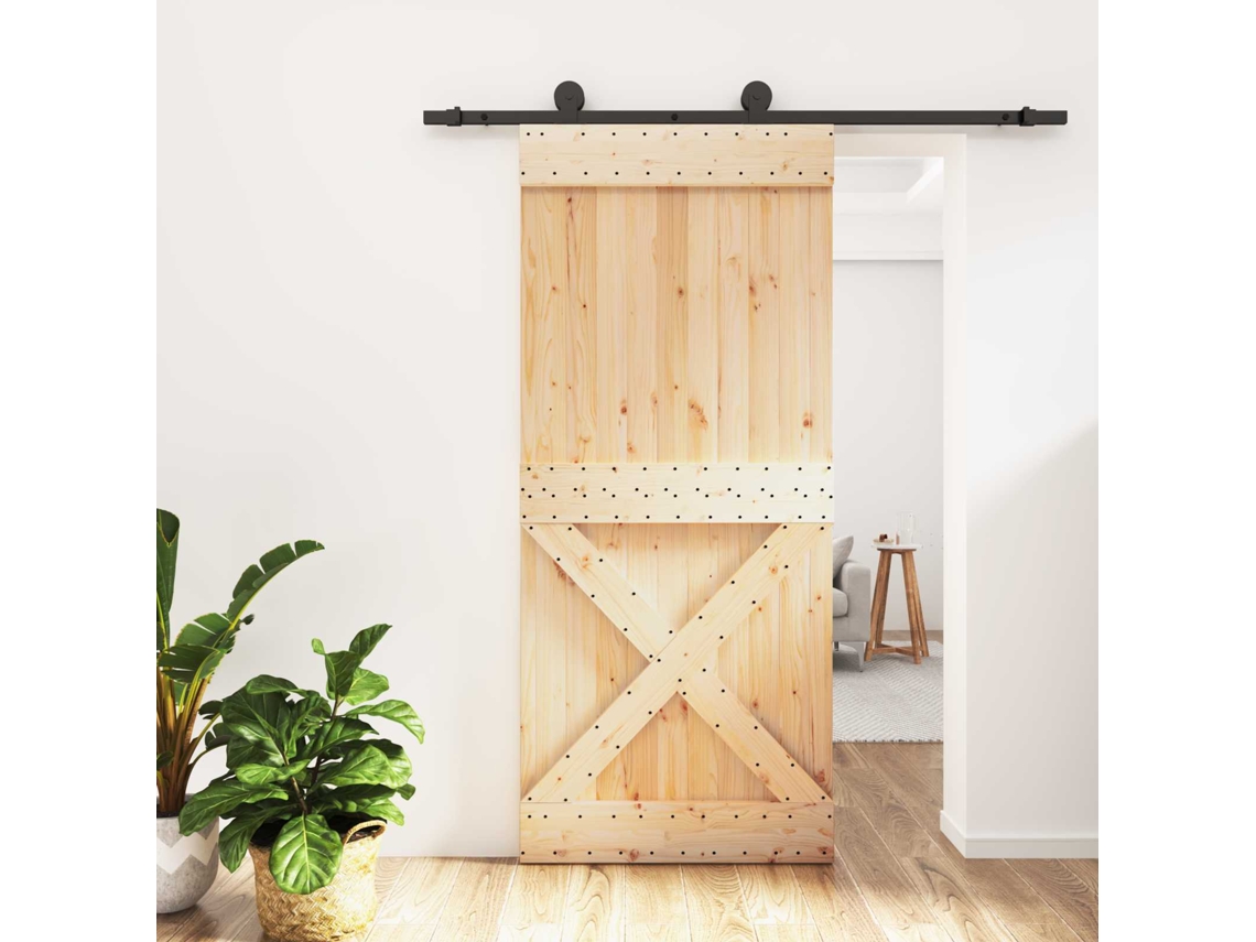 Vidaxl Porta Deslizante Natural E Preto 90 X 210 Cm