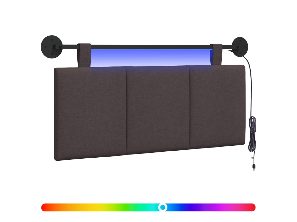 Cabeceira Suspensa com Luz Led Marrom Escuro Tecido MAISON EXCLUSIVE