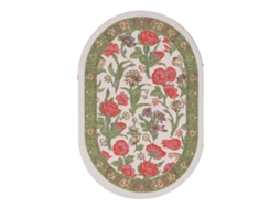 Primerox tapete Miniatura 1/12 Tapete Oval Floral para Decoração de Casinha de Bonecas B01 Verde