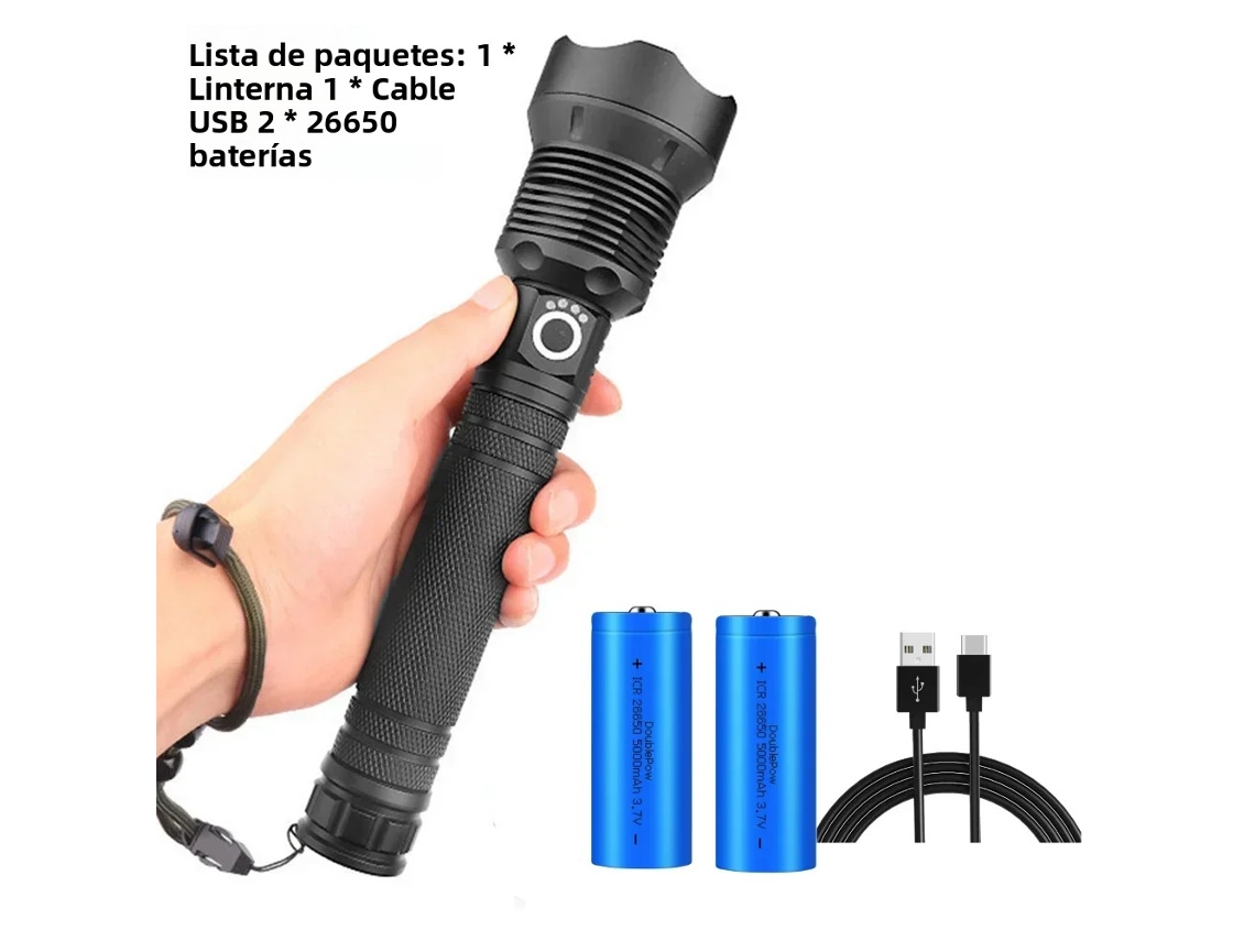 Lanterna Led Recarregável com Zoom Ajustável, À Prova D'água e Três Modos de Operação. MDUG