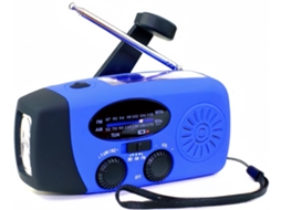 Rádio de Manivela Movido a Energia Solar com Lanterna e Bateria Externa, Azul AQUAFORGE