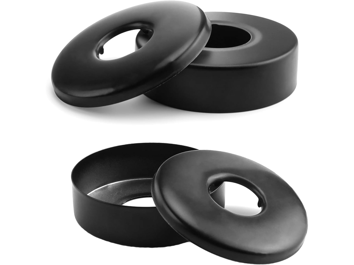 Roseta para Misturador de Chuveiro 4 Peças em Preto Fosco, Roseta para Torneira em Aço Inoxidável, Torneira Plana de Parede BRILVIBERA