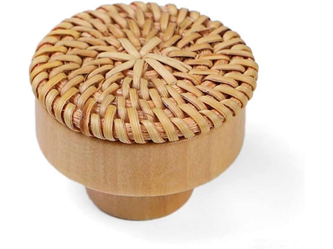 Puxadores De Gaveta Artesanais Em Rattan Trançado Para Móveis Armário, Portas De Armários Cozinha E Gavetas Cômodas Cor