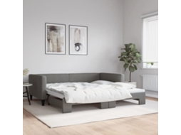 Sofá Cama Com Gavetão 100x200 Cm Tecido Cinzento Escuro Lovely Home