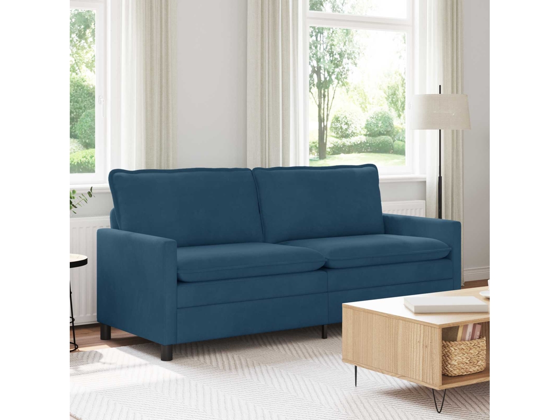 Vidaxl Sofá Azul 196 X 81 X 87,5 Cm Veludo