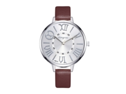 Relógio de Pulso Feminino Coreano Fashion com Pulseira de Couro Analógico Quartzo Redondo Café