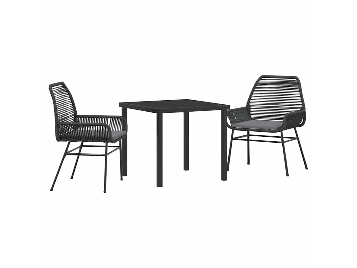 Conjunto de Jantar para Jardim com Almofada 3 Peças Marrom Vime Pe MAISON EXCLUSIVE