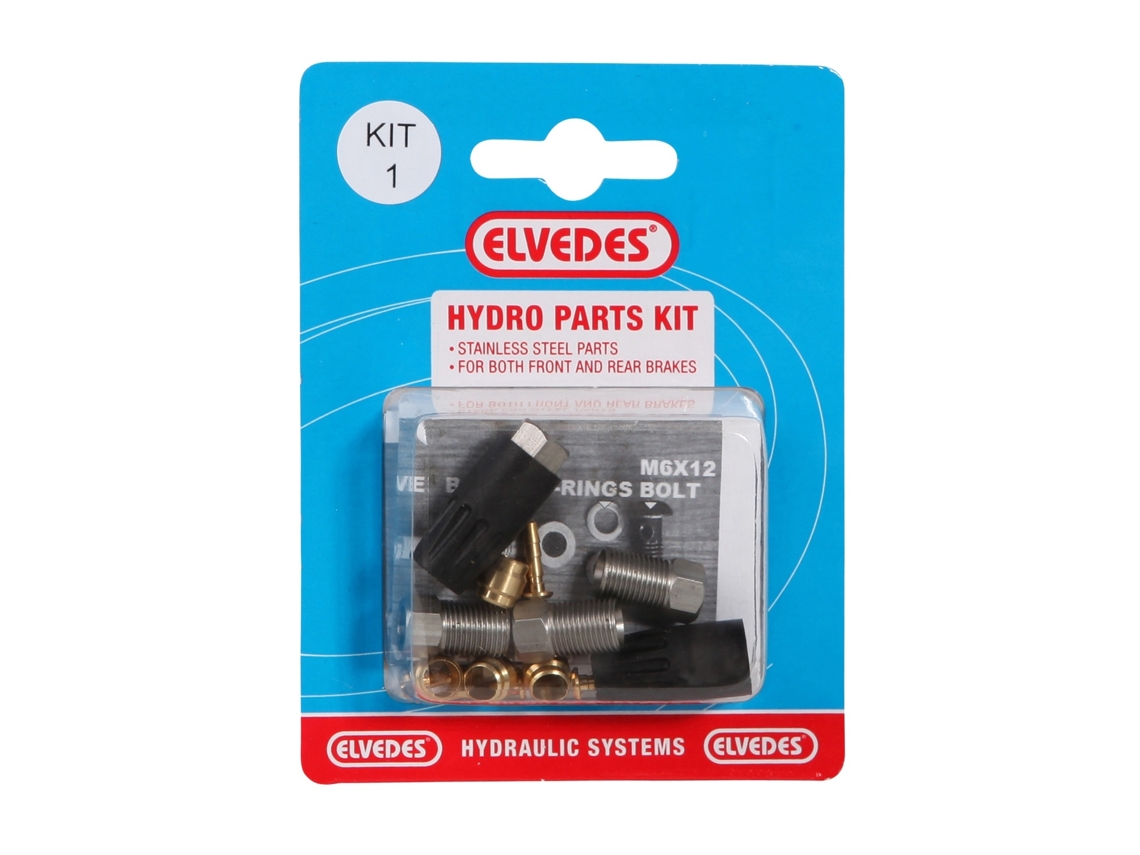 Kit adaptador hidráulico para travões dianteiros e traseiros em aço inoxidável ELVEDES 1 : M8 + M8