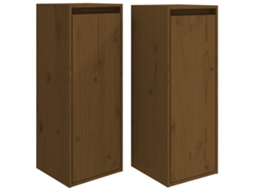 Conjunto de Armários de Parede 2 Peças Pinho Maciço Castanho Mel MAISON EXCLUSIVE (30x30x80 cm)