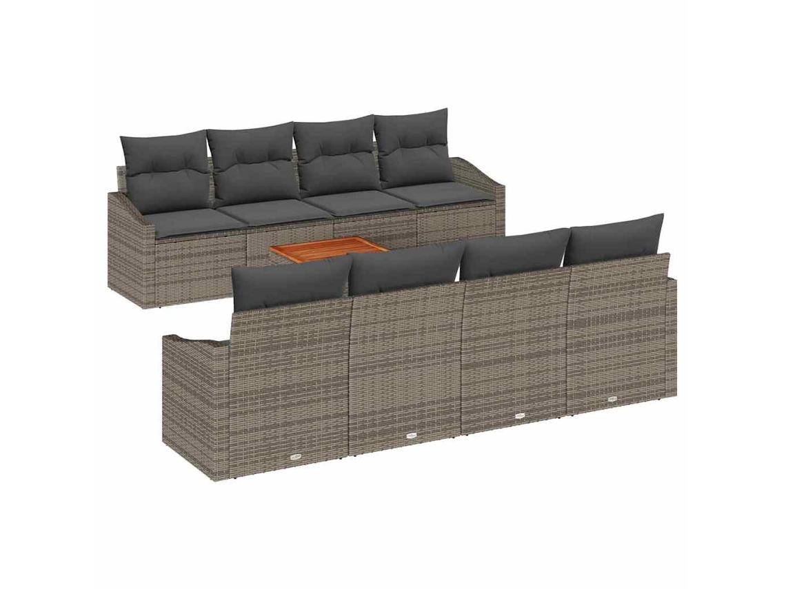 Maison Exclusive - Conjunto De Sofá De Jardim 9 Unid. Cinzeto Vime Pe