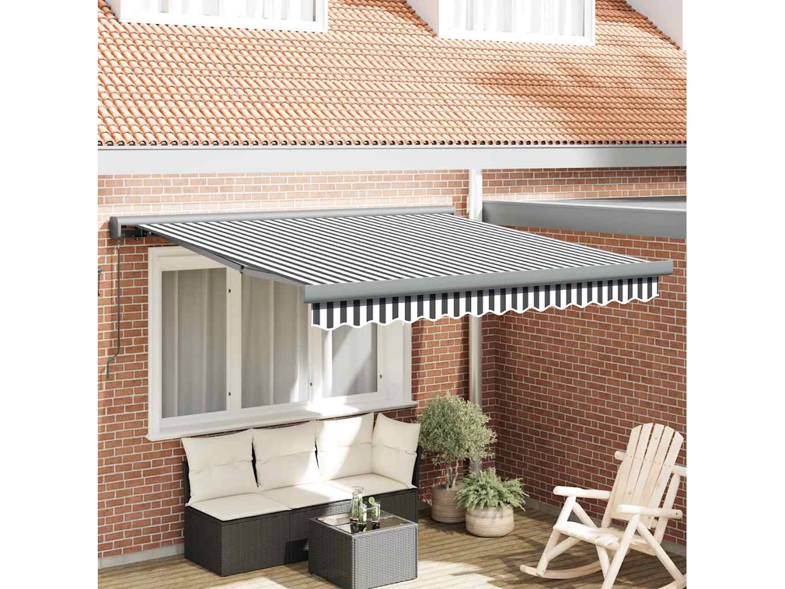 Vidaxl Toldo Retrátil 3x2,5 M Tecido E Alumínio Antracite E Branco
