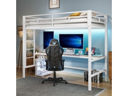 Cama Alta Em Metal Branco 90x200 Cm
