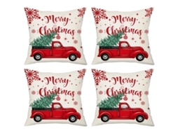 4 Pçs Travesseiro de Natal Floco de Neve Alce Árvore de Natal Capa de Almofada de Natal