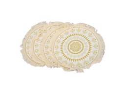 4pcs Manteles Redondos Boho Con Borlas De Algodón