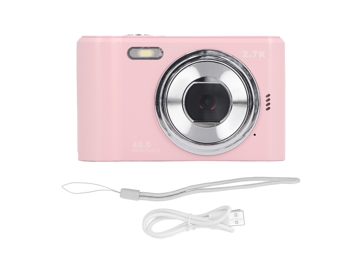 2026 câmera Digital para Crianças Hd 1080p com Tela Ips de 2,4 Polegadas 44mp em Rosa, Câmera Vlogging Recarregável com Flash