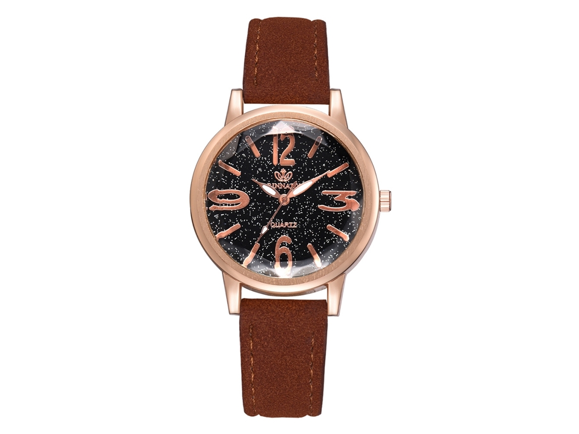 Relógio Feminino de Quartzo com Pulseira de Pu Estilo Moderno Dial Redondo de Liga (marrom)