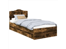 Estrutura de Cama com Gaveta MAISON EXCLUSIVE Carvalho Defumado 90 X 190 cm