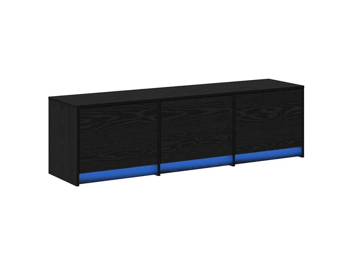 Móvel para TV com LEDs Carvalho Preto 140x34x40 cm MAISON EXCLUSIVE