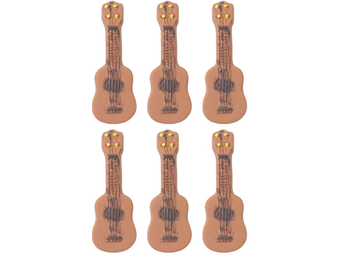Conjunto 6 Miniaturas Guitarras Decorativas Resina Sintética Perfeitas Fotos Decoração Criando Atmosfera GOKOCO