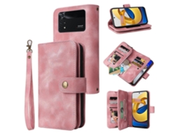 Capa De Celular Multifuncional Com Zíper E Compartimento Para Cartões Para Xiaomi Poco M4 Pro 5g.