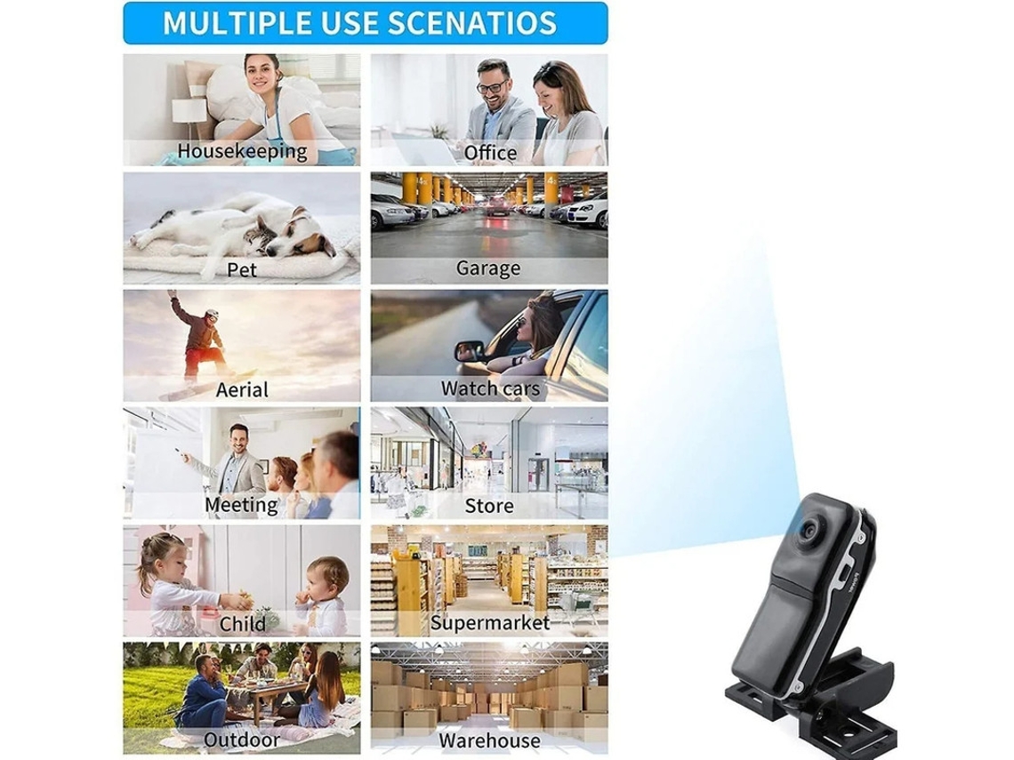 Mini câmera espiã oculta com Bluetooth, câmera de vigilância sem fio WiFi HD 1080P com alto-falante Bluetooth, câmera micro IP com detecção de movimento, Bestvite