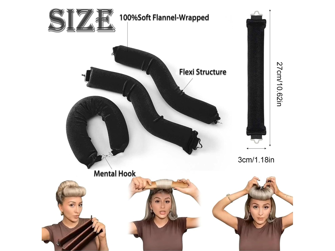 2026 3pcs Kit Rizos Sin Calor para Pelo Largo Rodillos para Dormir Overnight Herramientas de Peinado Diy