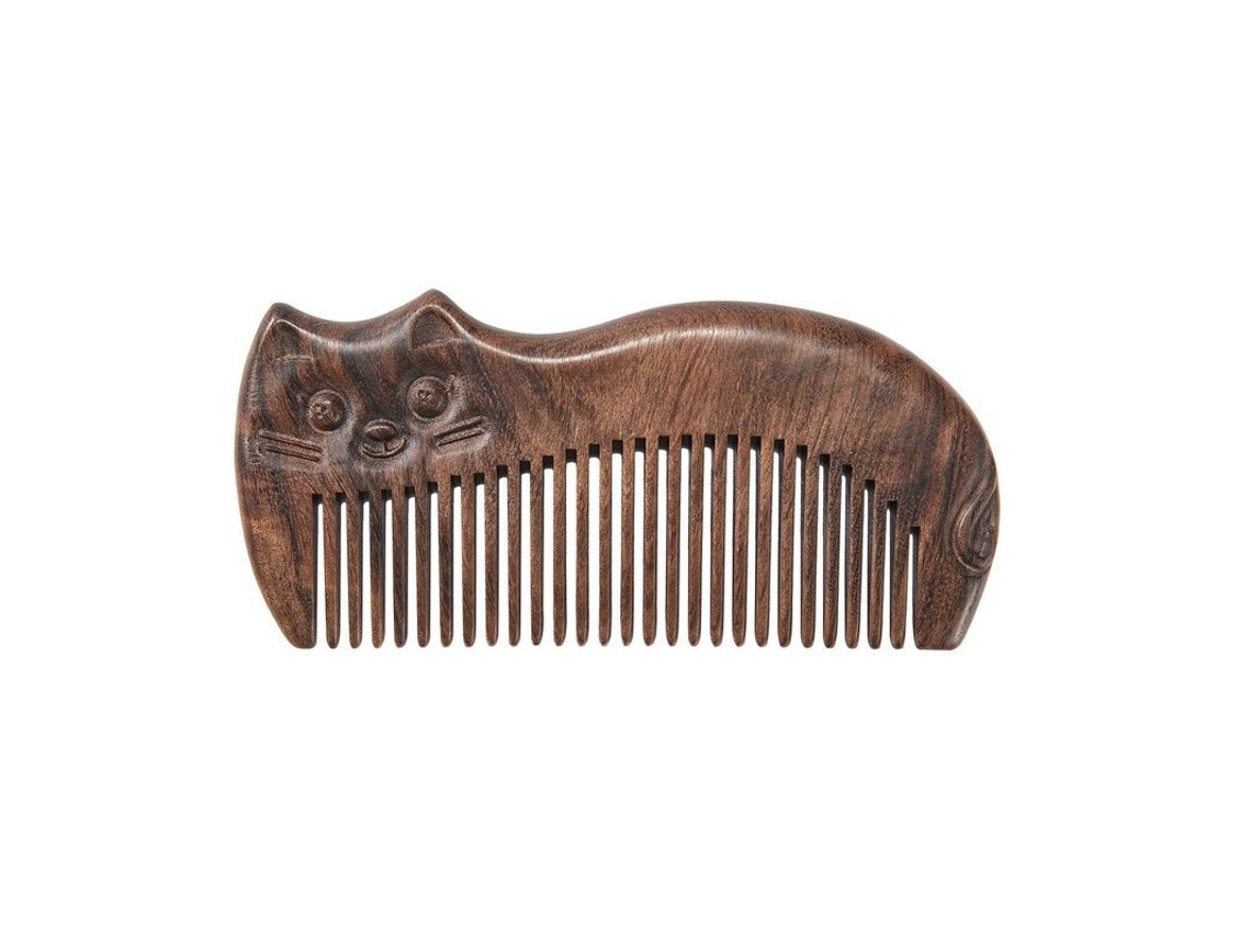 Peine De Sandalo Negro Africano Natural Para Mujer Hombre Dientes Anchos Finos Antiestático Desenredante Estructurado