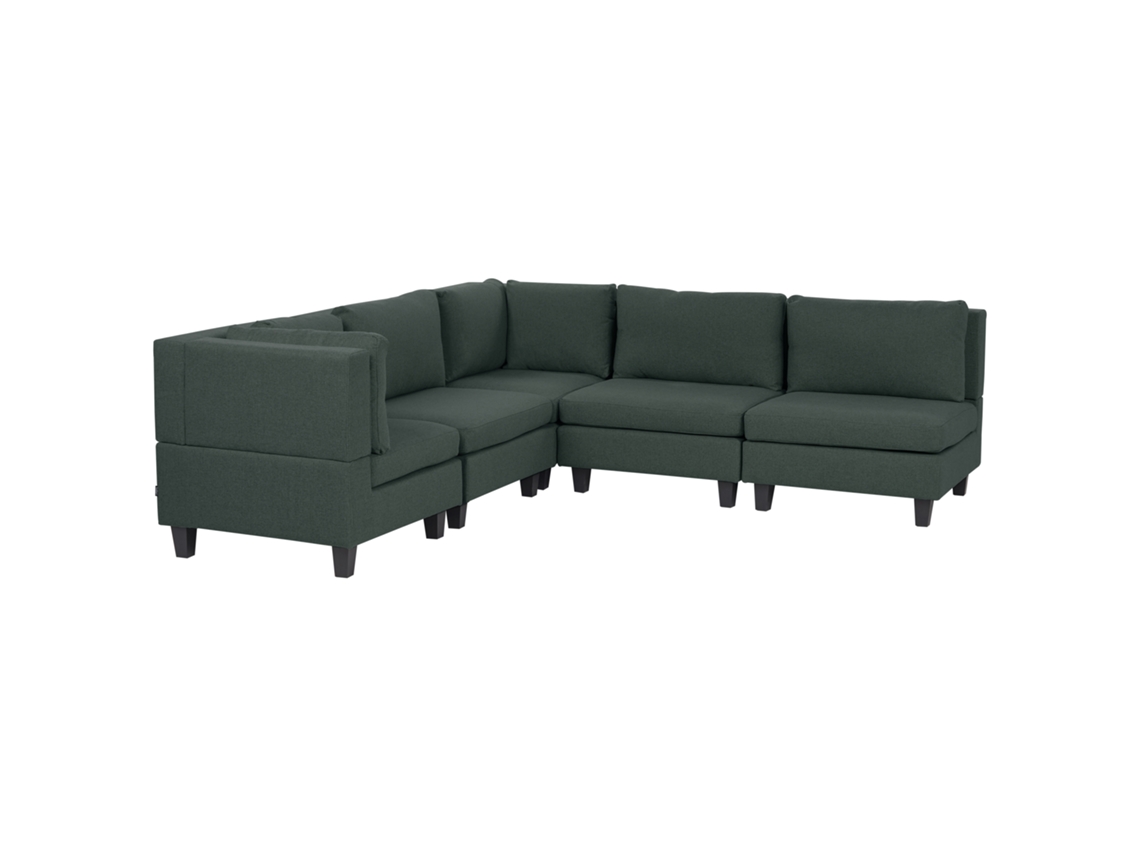 Sofá Modular Estofado BELIANI Unstad de Tecido Verde Escuro 228x228x72