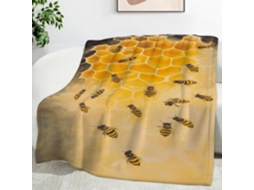 Manta Geométrica Bee Blanket 150x200 Cm Multifuncional Macia e Aconchegante em Flanela Ideal para Cama Escritó