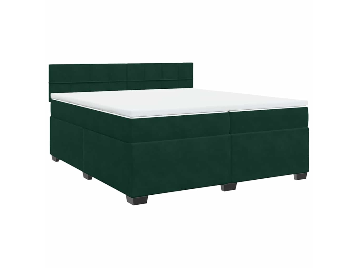 Cama com Molas/colchão 200x200 Cm Veludo Verde escuro MAISON EXCLUSIVE