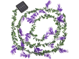 Cordão De Luzes Solares De Plástico Com 20 Leds Roxos Em Formato De Flor.