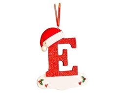 Pingente de Natal com Letra em Formato de Chapéu Vermelho - Personalize com Nome (26 Letras) em Acrílico