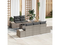 Vidaxl Conjunto De Sofá De Jardim 6 Unid. Cinzeto Vime Pe