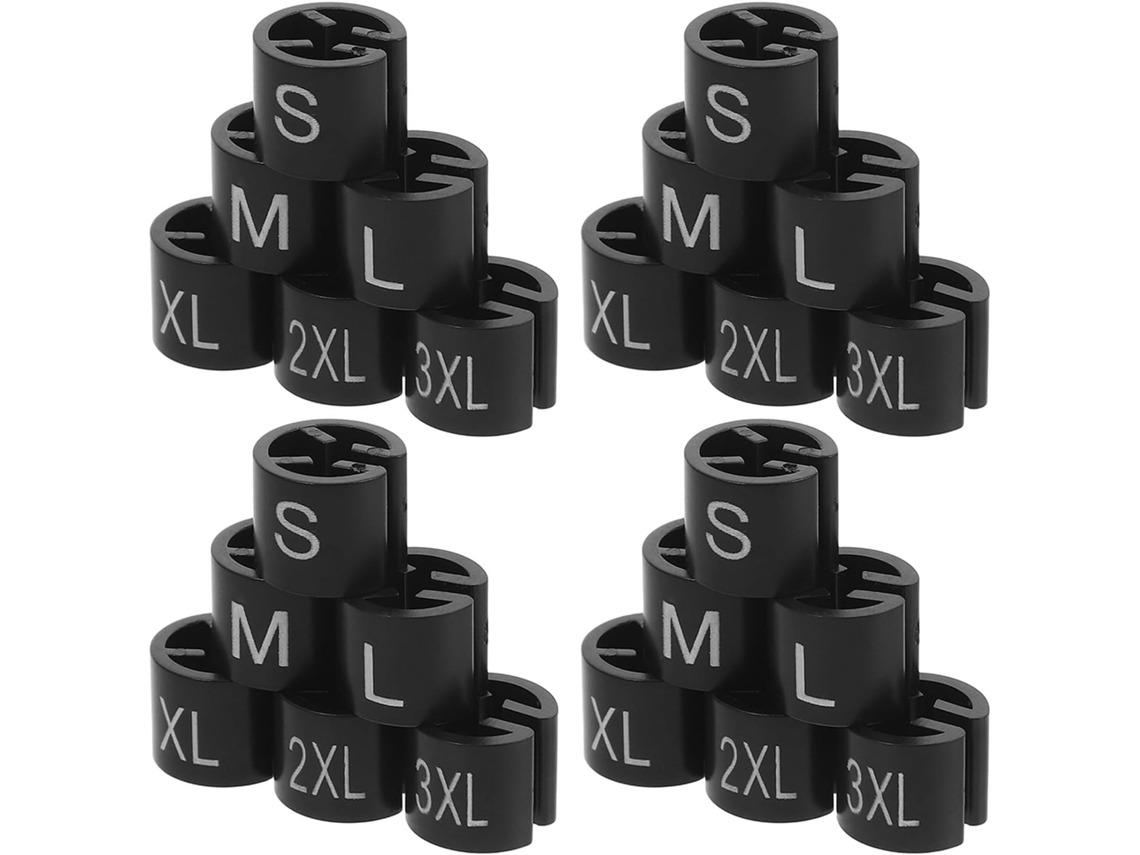 Conjunto De 180 Argolas Para Cabides, Mini Clipes De Plástico Preto