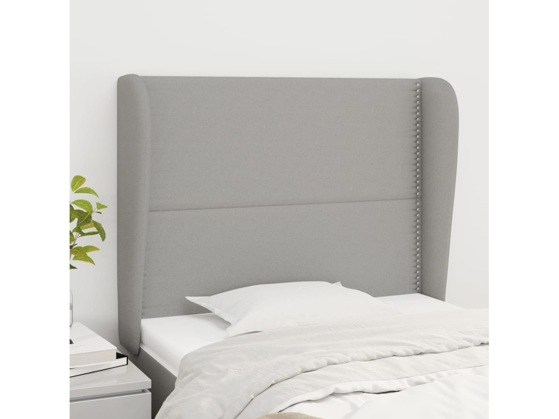 Vidaxl Cabeceira De Cama C/ Abas Tecido 93x23x118/128cm Cinzento-claro
