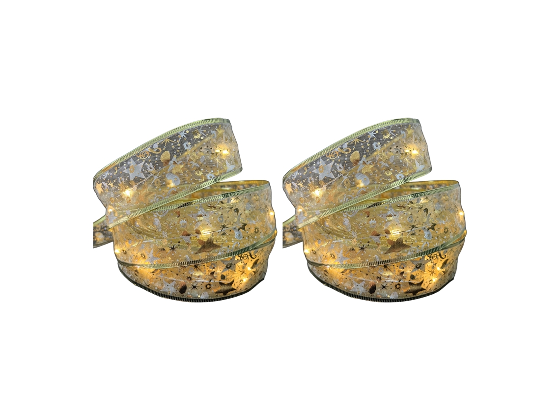 Conjunto de 2 luzes LED de 4m com bateria e folha dourada LAXISCREED
