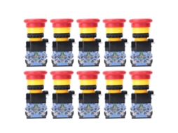 10 Peças Bem38-11m Botão De Cogumelo 22mm Chave De Push Stop Auto Bloqueio Vermelha