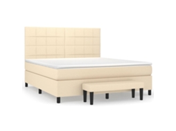 Cama com Molas/colchão 180x200 Cm Tecido Cor Creme MAISON EXCLUSIVE