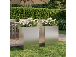 Vidaxl Vaso De Jardim 2 Unid. Prateado 40 X 20 X 50 Cm Aço Galvanizado