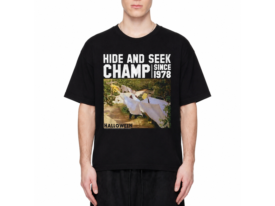 Rockinstone Halloween Movie Hide And Seek Black Adult T-shirt Size:l