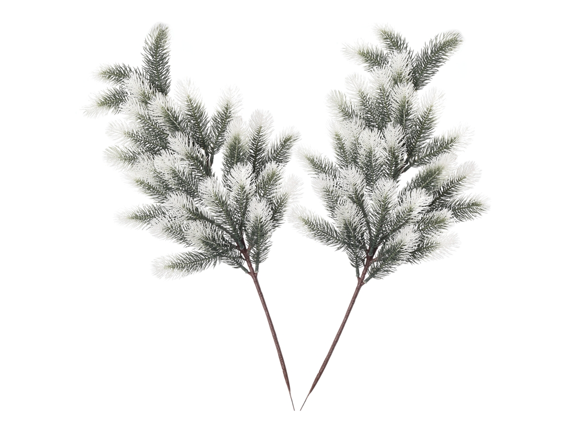 2 Galhos de Agulhas de Pinheiro Verde Artificiais 59cm Stems Picks para Decoração Natal | S/MARCA