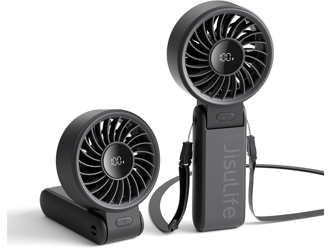 Ventilador Portátil - Máxima Flexibilidade: Motor De Alta Potência, Visor Led, Bateria Recarregável De 5000mah, 5 Velocidades