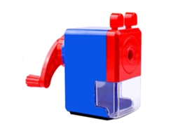 Apontador de lápis manual infantil com design exclusivo e cabo giratório.