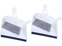 Conjunto de 2 Peças Mini Escova Mão e Pá Lixo, Branca com Cerdas Flexíveis, Compacta CHABERLU