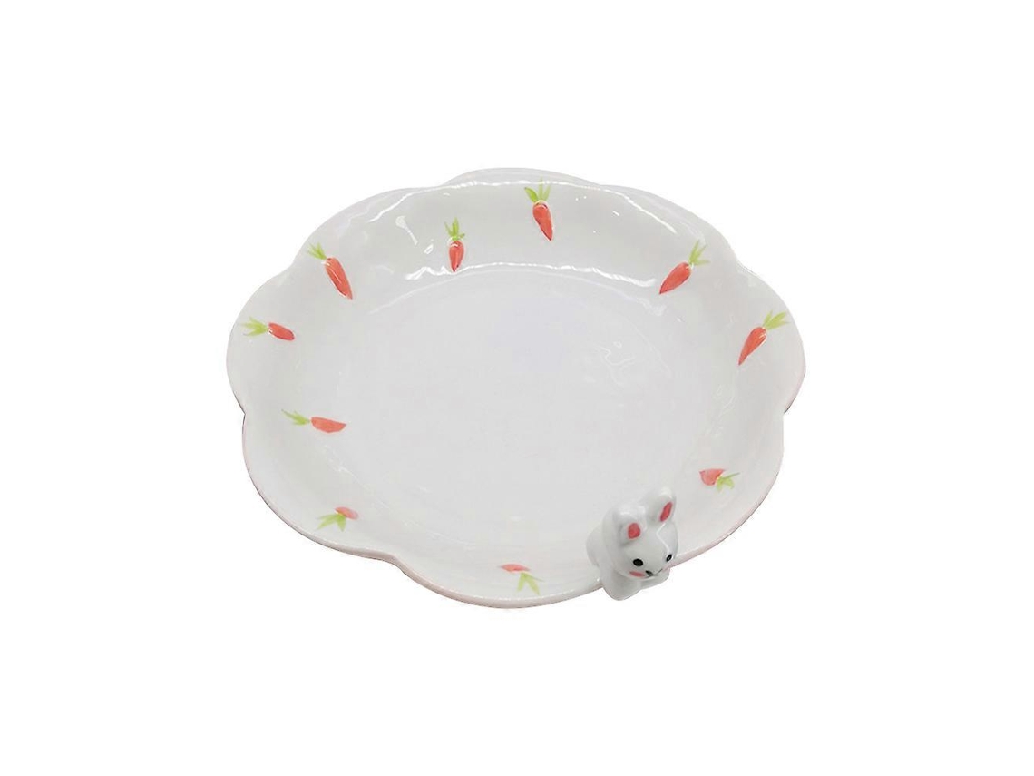 Prato De Jantar Cerâmico Branco Para Servir Alimentos Formato Coelho