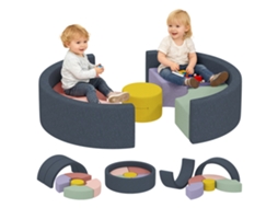 Conjunto Com 7 Peças De Módulos Multicoloridos Para Desenvolvimento Motor Infantil, Capa Lavável, Dimensões 107x30cm