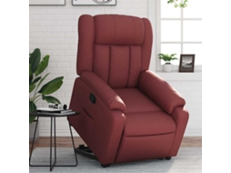 Vidaxl Poltrona Reclinável Elevatória Couro Artificial Vermelho Tinto