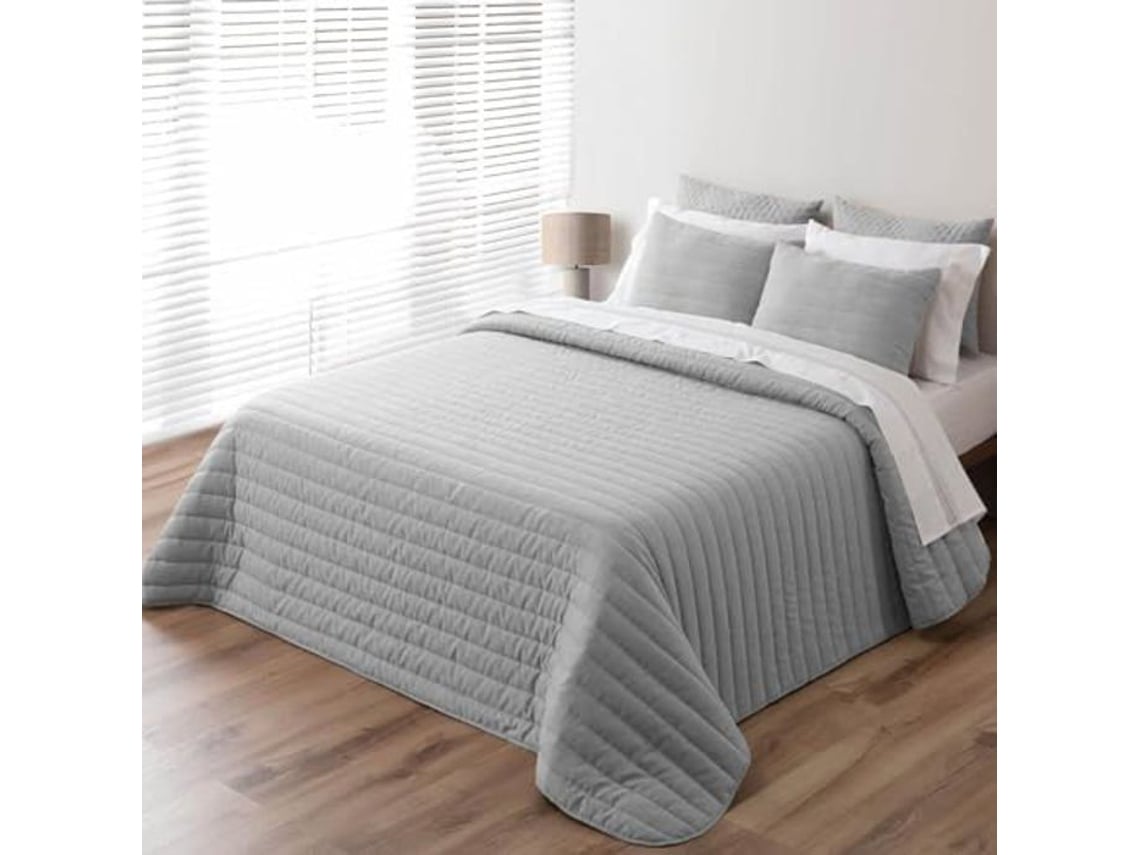Cobre leito Pierre Cardin Boutis em Linho Cinza 250 X 270 Cm 100 % Microfibra