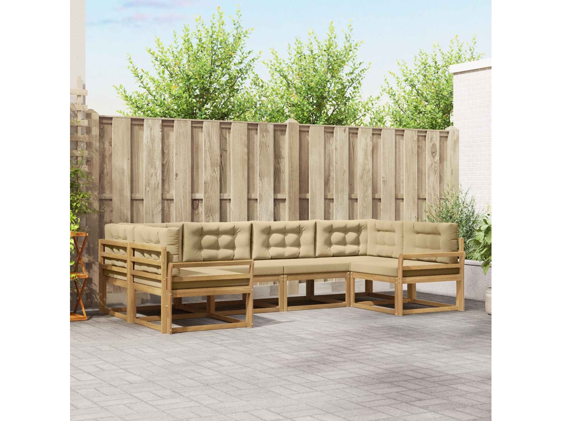 Vidaxl Conjunto De Sofás Para Exterior 6 Unid. Branco E Bege