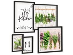 Conjunto De Pinturas Inspirações De Ervas Rústicas Espelharte (5 Peças)